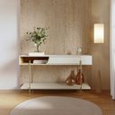Ver imagem 1 de Aparador para Sala de Estar com LED Sena Luxo - Off White Matte/Freijó