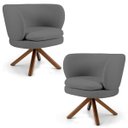 Ver imagem 1 de Kit 2 Poltronas Decorativas Melissa Base Giromad Giratória B-317 Veludo Cinza - Domi