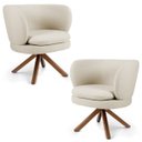 Ver imagem 1 de Kit 2 Poltronas Decorativas Melissa Base Giromad Giratória C-107 Linho Bege - Domi