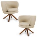 Ver imagem 1 de Kit 2 Poltronas Decorativas Melissa Base Giromad Giratória C-129 Linho Bege Escuro - Domi
