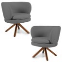 Ver imagem 1 de Kit 2 Poltronas Decorativas Melissa Base Giromad Giratória C-416 Linho Cinza Escuro - Domi