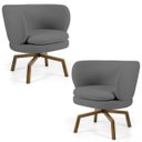 Ver imagem 1 de Kit 2 Poltronas Decorativas Melissa Base Ka Giratória Castanho B-317 Veludo Cinza - Domi
