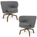 Ver imagem 1 de Kit 2 Poltronas Decorativas Melissa Base Ka Giratória Castanho C-416 Linho Cinza Escuro - Domi