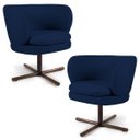 Ver imagem 1 de Kit 2 Poltronas Decorativas Melissa Base Xis Giratória B-304 Veludo Azul Marinho - Domi