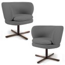 Ver imagem 1 de Kit 2 Poltronas Decorativas Melissa Base Xis Giratória B-317 Veludo Cinza - Domi