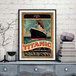 Quadro Vintage Navio Titanic 24x18cm:Madeira branca - 2