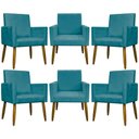 Ver imagem 1 de Kit 6 Poltronas Decorativas Mari - Azul-turquesa Suede
