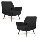 Ver imagem 1 de Kit 2 Poltronas Decorativas Melli Pés Palito Madeira C-465 Linho Chumbo - Domi