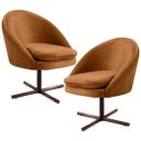 Ver imagem 1 de Kit 2 Poltronas Decorativas Giratórias Base Xis Madeira Rafa B-262 Veludo Telha - Domi