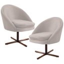 Ver imagem 1 de Kit 2 Poltronas Decorativas Giratórias Base Xis Madeira Rafa B-309 Veludo Bege - Domi