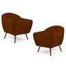 Kit 2 Poltronas Decorativas Nina Pés Palito Madeira B-235 Linho Terracota - Domi - 1