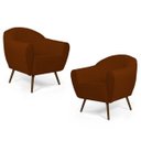 Ver imagem 1 de Kit 2 Poltronas Decorativas Nina Pés Palito Madeira B-235 Linho Terracota - Domi