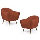 Ver imagem 1 de Kit 2 Poltronas Decorativas Nina Pés Palito Madeira B-262 Veludo Telha - Domi