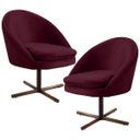 Ver imagem 1 de Kit 2 Poltronas Decorativas Giratórias Base Xis Madeira Rafa B-278 Veludo Marsala - Domi