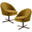 Ver imagem 1 de Kit 2 Poltronas Decorativas Giratórias Base Xis Madeira Rafa B-279 Veludo Mostarda - Domi