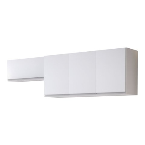 Conjunto de Armários Aéreo Cozinha Planejada Lux 120cm e 80cm 100% Mdf Branco Tx Fosco - Desk Design