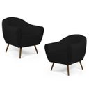 Ver imagem 1 de Kit 2 Poltronas Decorativas Nina Pés Palito Madeira B-300 Veludo Preto - Domi