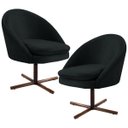Ver imagem 1 de Kit 2 Poltronas Decorativas Giratórias Base Xis Madeira Rafa B-300 Veludo Preto - Domi