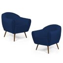 Ver imagem 1 de Kit 2 Poltronas Decorativas Nina Pés Palito Madeira B-304 Veludo Azul Marinho - Domi