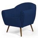 Ver imagem 2 de Kit 2 Poltronas Decorativas Nina Pés Palito Madeira B-304 Veludo Azul Marinho - Domi