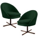 Ver imagem 1 de Kit 2 Poltronas Decorativas Giratórias Base Xis Madeira Rafa B-303 Veludo Verde Musgo - Domi