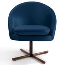 Ver imagem 2 de Kit 2 Poltronas Decorativas Giratórias Base Xis Madeira Rafa B-304 Veludo Azul Marinho - Domi