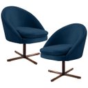 Ver imagem 1 de Kit 2 Poltronas Decorativas Giratórias Base Xis Madeira Rafa B-304 Veludo Azul Marinho - Domi