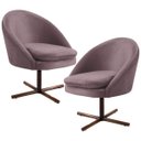 Ver imagem 1 de Kit 2 Poltronas Decorativas Giratórias Base Xis Madeira Rafa B-305 Veludo Rosê - Domi