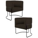 Ver imagem 1 de Kit 2 Poltronas Decorativas Base Aço Betina C-34 Corano Marrom - Domi