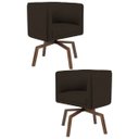 Ver imagem 1 de Kit 2 Poltronas Decorativas Base Ka Madeira Betina C-34 Corano Marrom - Domi