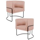 Ver imagem 1 de Kit 2 Poltronas Decorativas Base Aço Betina C-105 Linho Rosê - Domi