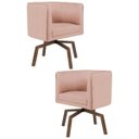 Ver imagem 1 de Kit 2 Poltronas Decorativas Base Ka Madeira Betina C-105 Linho Rosê - Domi