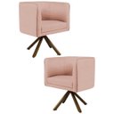 Ver imagem 1 de Kit 2 Poltronas Decorativas Base Giromad Madeira Betina C-105 Linho Rosê - Domi