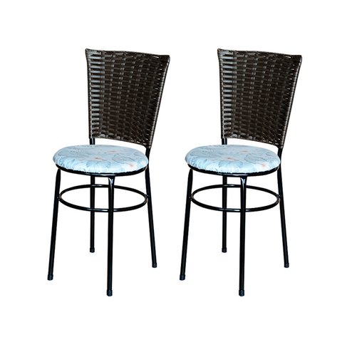 2 Cadeiras para Mesa Preta Hawai Marrom Assento Floral:floral Gelo