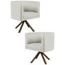 Ver imagem 1 de Kit 2 Poltronas Decorativas Base Giromad Madeira Betina C-107 Linho Cru - Domi