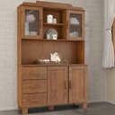 Ver imagem 1 de Cristaleira 4 Portas 3 Gavetas 122 Cm 1289 Castanho Milani Store