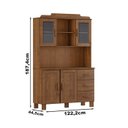 Ver imagem 3 de Cristaleira 4 Portas 3 Gavetas 122 Cm 1289 Castanho Milani Store