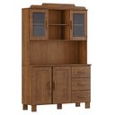 Ver imagem 2 de Cristaleira 4 Portas 3 Gavetas 122 Cm 1289 Castanho Milani Store