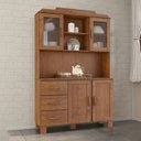 Ver imagem 6 de Cristaleira 4 Portas 3 Gavetas 122 Cm 1289 Castanho Milani Store