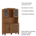 Ver imagem 4 de Cristaleira 4 Portas 3 Gavetas 122 Cm 1289 Castanho Milani Store