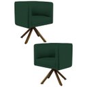 Ver imagem 1 de Kit 2 Poltronas Decorativas Base Giromad Madeira Betina C-117 Linho Verde Musgo - Domi