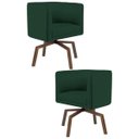 Ver imagem 1 de Kit 2 Poltronas Decorativas Base Ka Madeira Betina C-117 Linho Verde Musgo - Domi
