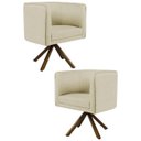 Ver imagem 1 de Kit 2 Poltronas Decorativas Base Giromad Madeira Betina C-129 Linho Bege - Domi