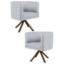 Ver imagem 1 de Kit 2 Poltronas Decorativas Base Giromad Madeira Betina C-315 Linho Cinza - Domi