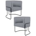 Ver imagem 1 de Kit 2 Poltronas Decorativas Base Aço Betina C-416 Linho Cinza Escuro - Domi