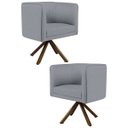 Ver imagem 1 de Kit 2 Poltronas Decorativas Base Giromad Madeira Betina C-416 Linho Cinza Escuro - Domi