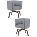 Ver imagem 1 de Kit 2 Poltronas Decorativas Base Ka Madeira Betina C-416 Linho Cinza Escuro - Domi