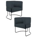 Ver imagem 1 de Kit 2 Poltronas Decorativas Base Aço Betina C-465 Linho Chumbo - Domi