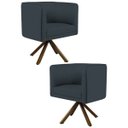 Ver imagem 1 de Kit 2 Poltronas Decorativas Base Giromad Madeira Betina C-465 Linho Chumbo - Domi