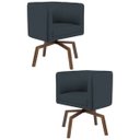 Ver imagem 1 de Kit 2 Poltronas Decorativas Base Ka Madeira Betina C-465 Linho Chumbo - Domi